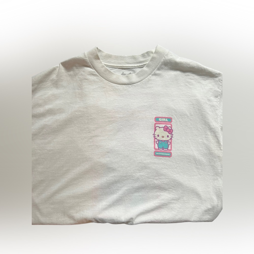 White “Girl Skateboards” Sanrio Hello Kitty Short Sle… Gem